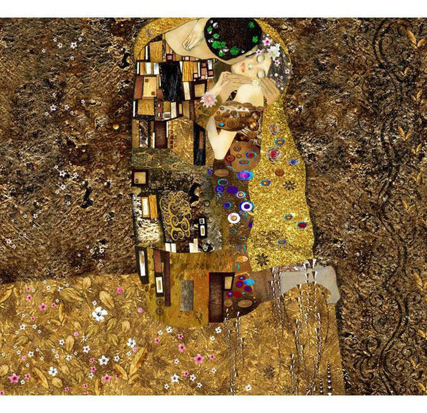 Abstract Wallpaper Wall Mural - Klimt Inspiration Golden Kiss