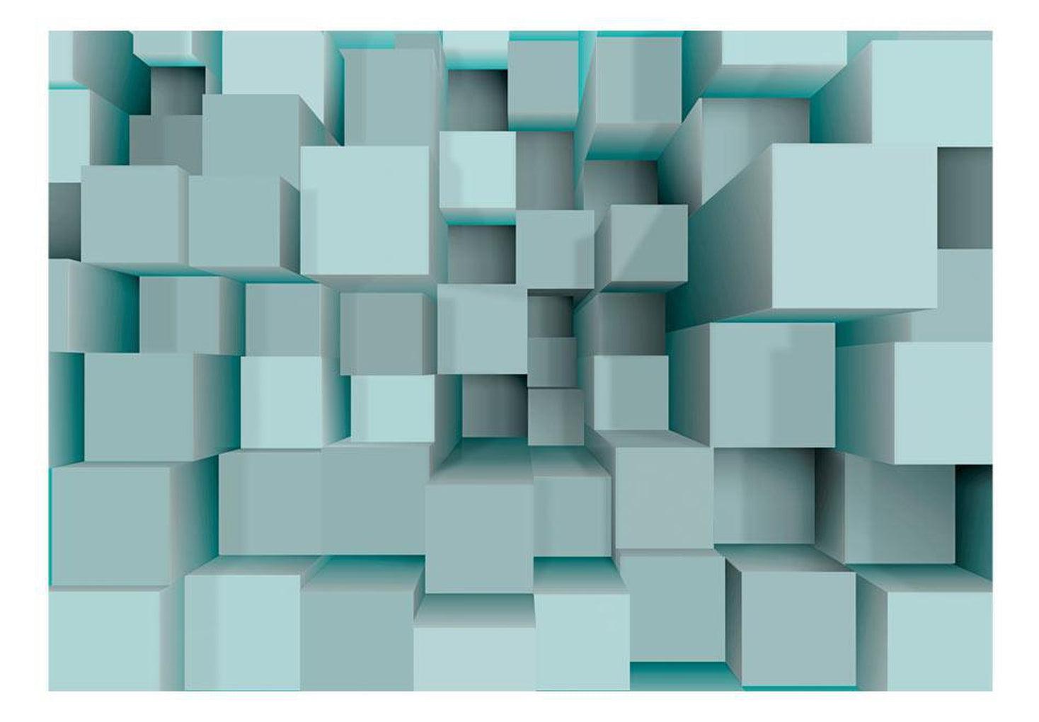 Abstract Wallpaper Wall Mural - Blue Puzzle