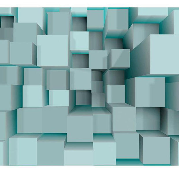 Abstract Wallpaper Wall Mural - Blue Puzzle