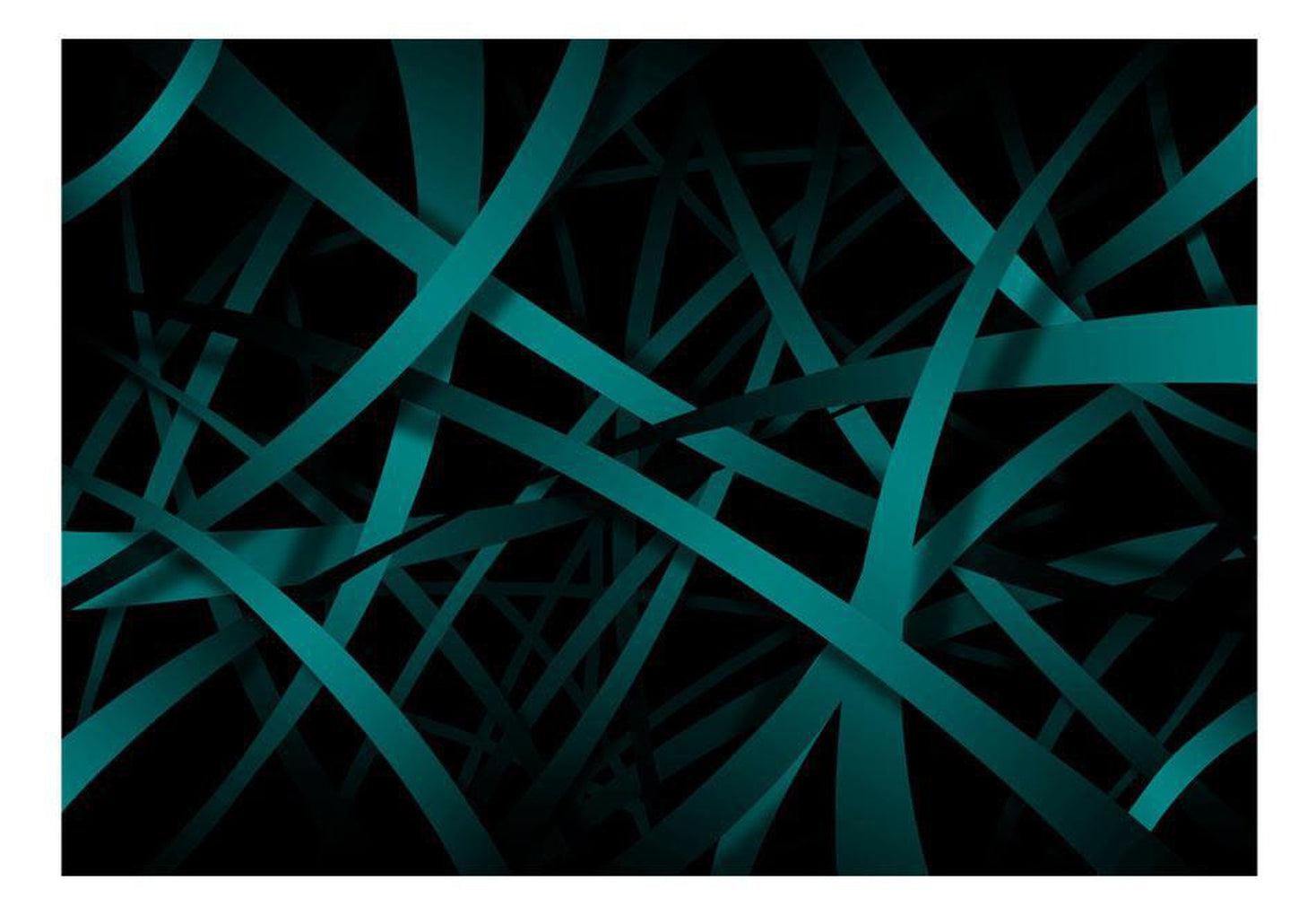 Abstract Wallpaper Wall Mural - Dark Green Lines