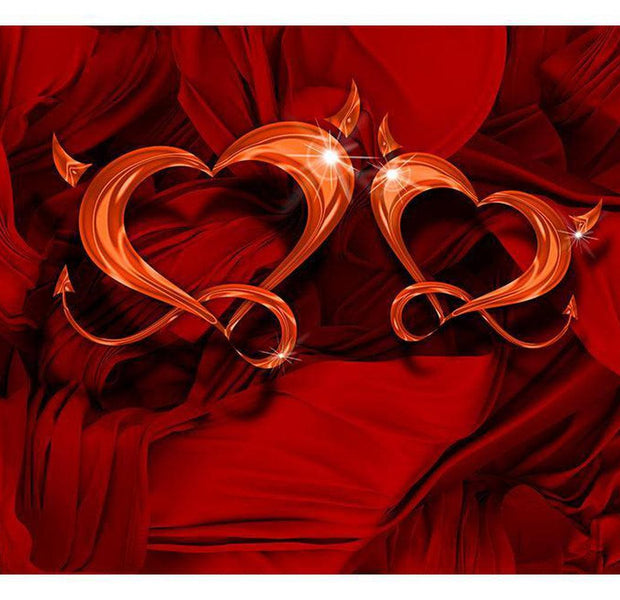 Abstract Wallpaper Wall Mural - Two Hearts