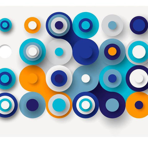 Abstract Wallpaper Wall Mural - Geometric Blue Wheels