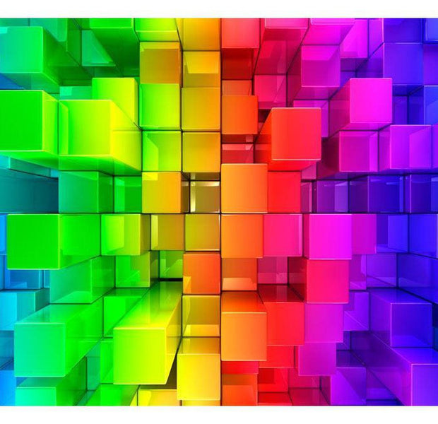 Abstract Wallpaper Wall Mural - Rainbow Jigsaw