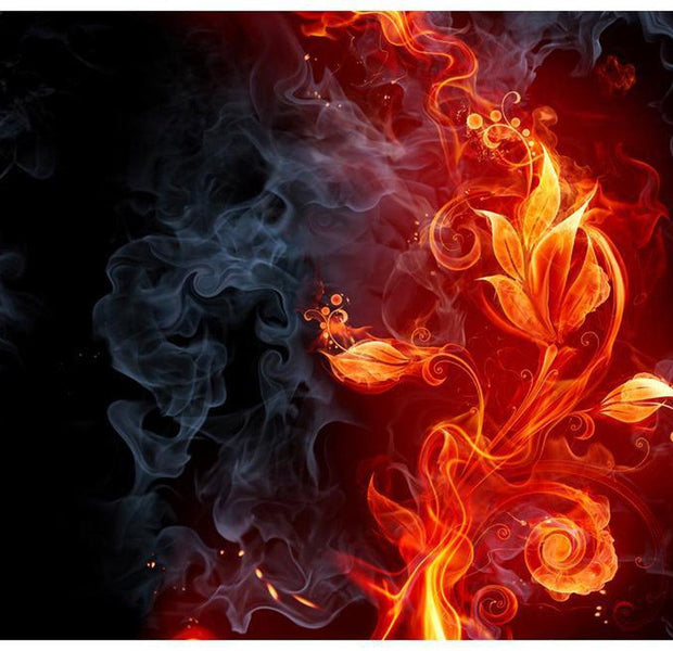 Abstract Wallpaper Wall Mural - Fiery Fantasy Flower