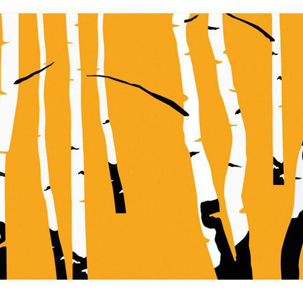Abstract Wallpaper Wall Mural - Birches Orange Background