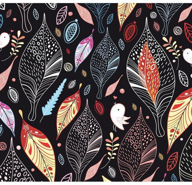Abstract Wallpaper Wall Mural - Autumn Leaves Black Background