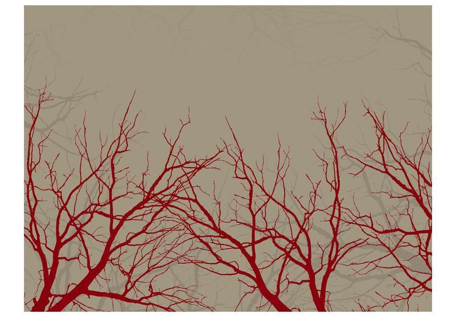 Abstract Wallpaper Wall Mural - Red Branches