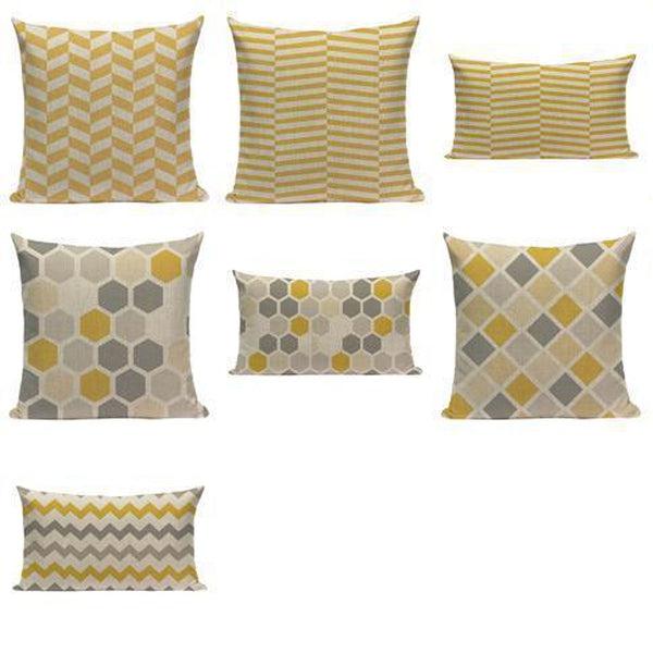 Abstract Yellow Grey Pillow Cases