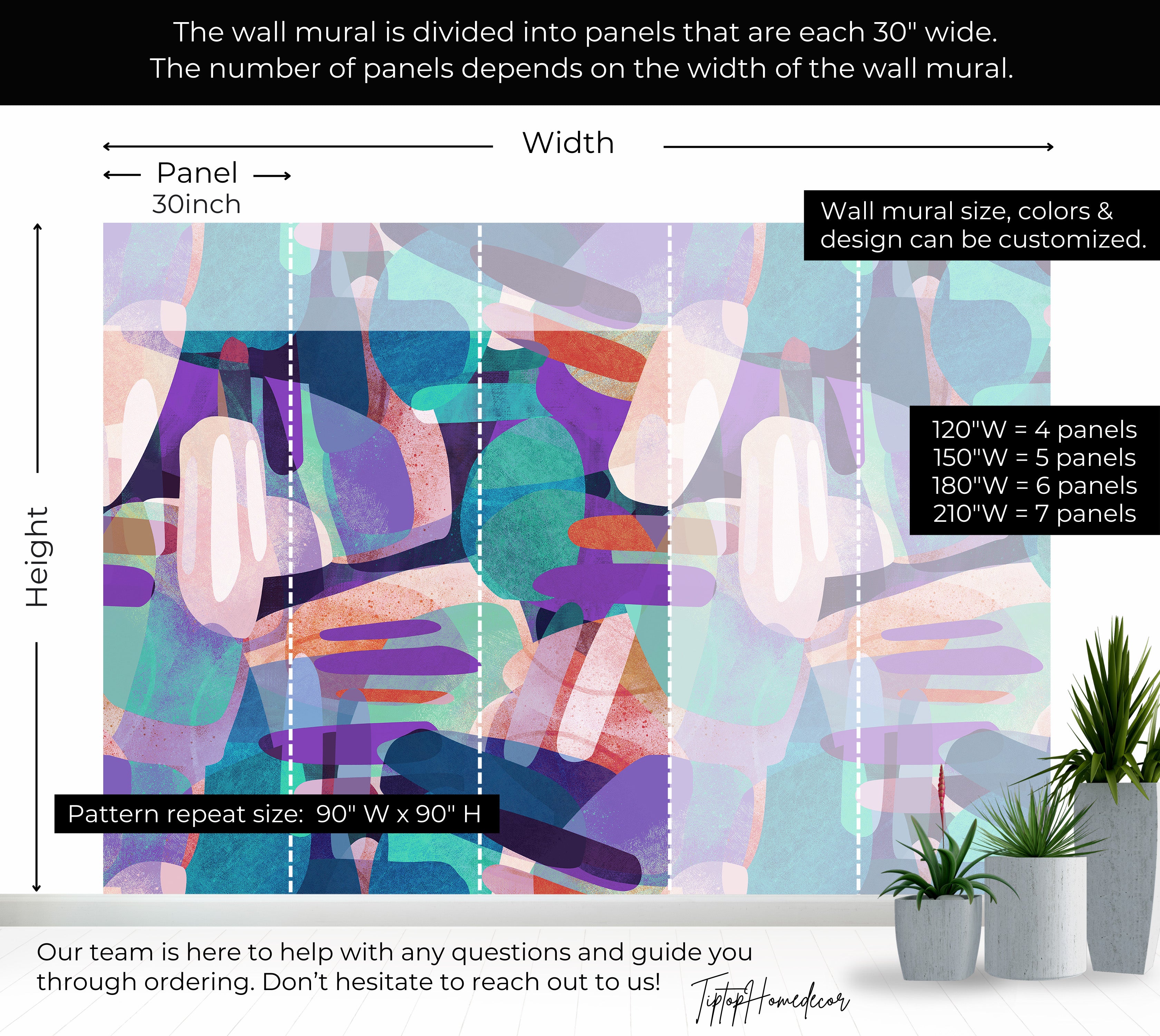 Premium Wallpaper Wall Mural - Random Shapes Turquoise