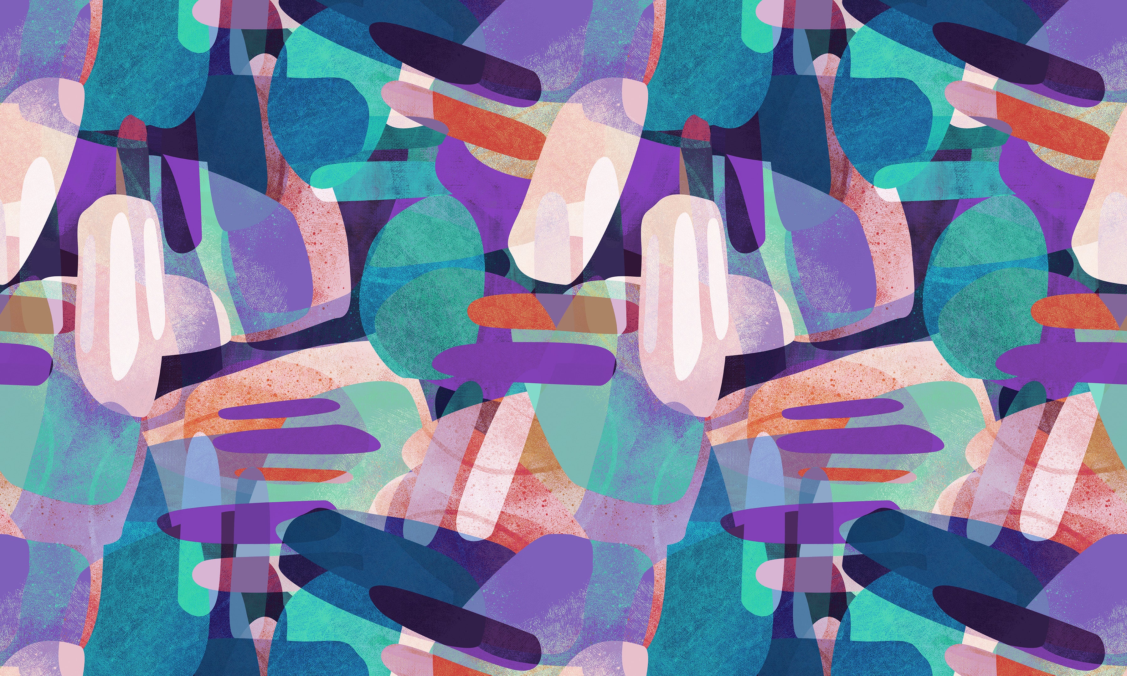 Premium Wallpaper Wall Mural - Random Shapes Turquoise