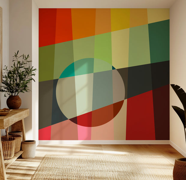 Premium Wallpaper Wall Mural - Colorful Geometric Bauhaus