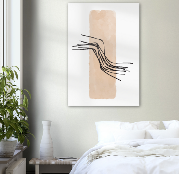 Watercolor Peach & Lines Abstract Poster