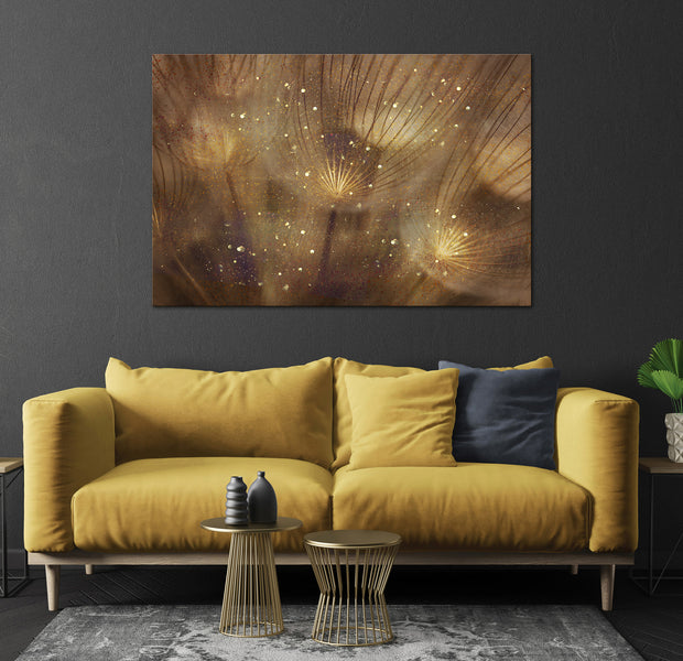 Floral Canvas Wall Art - Golden Dandelions