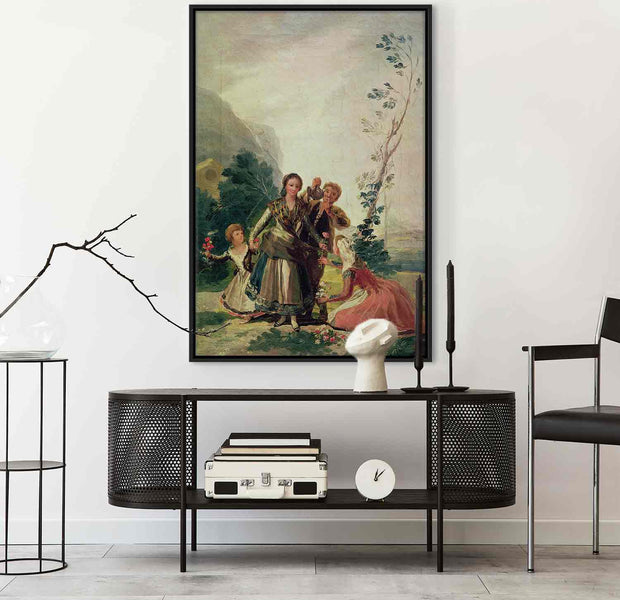 Floating Framed Canvas Art - The Flower Girls or Spring - Francisco Goya