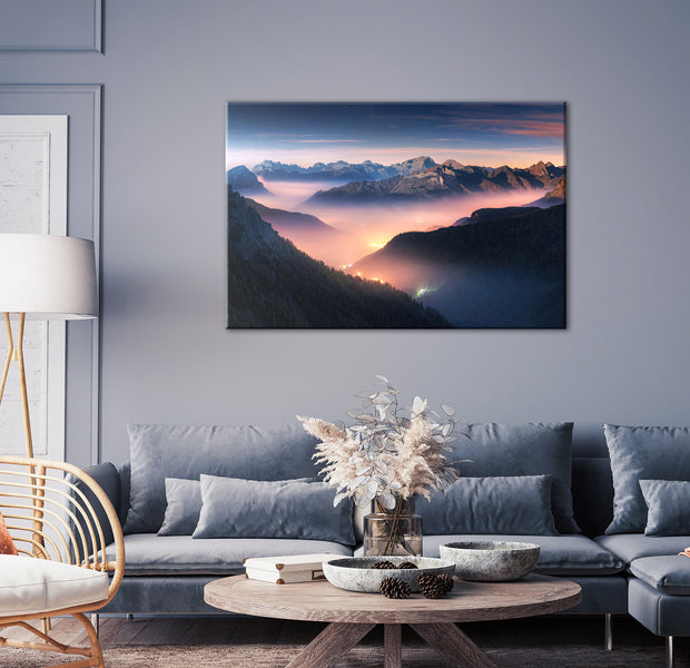 Landscape Canvas Wall Art - Mountain Breath Sunset