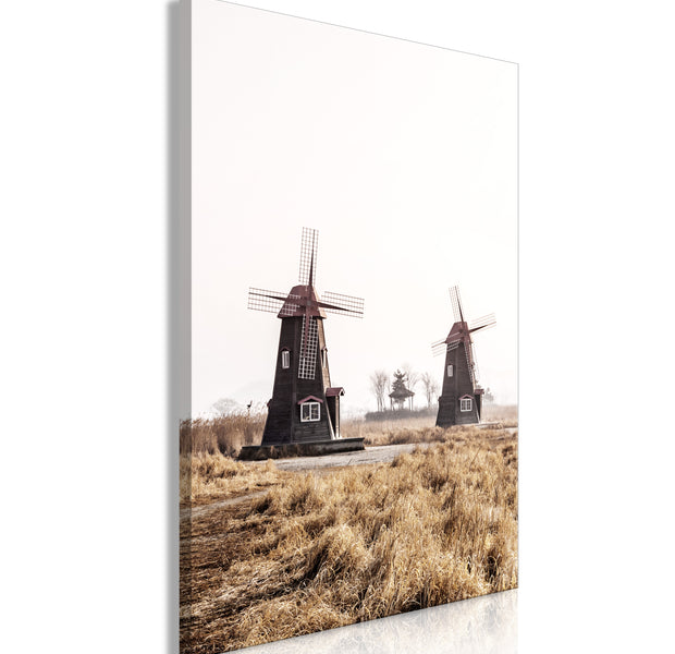 Landscape Canvas Wall Art - Wooden Windmill