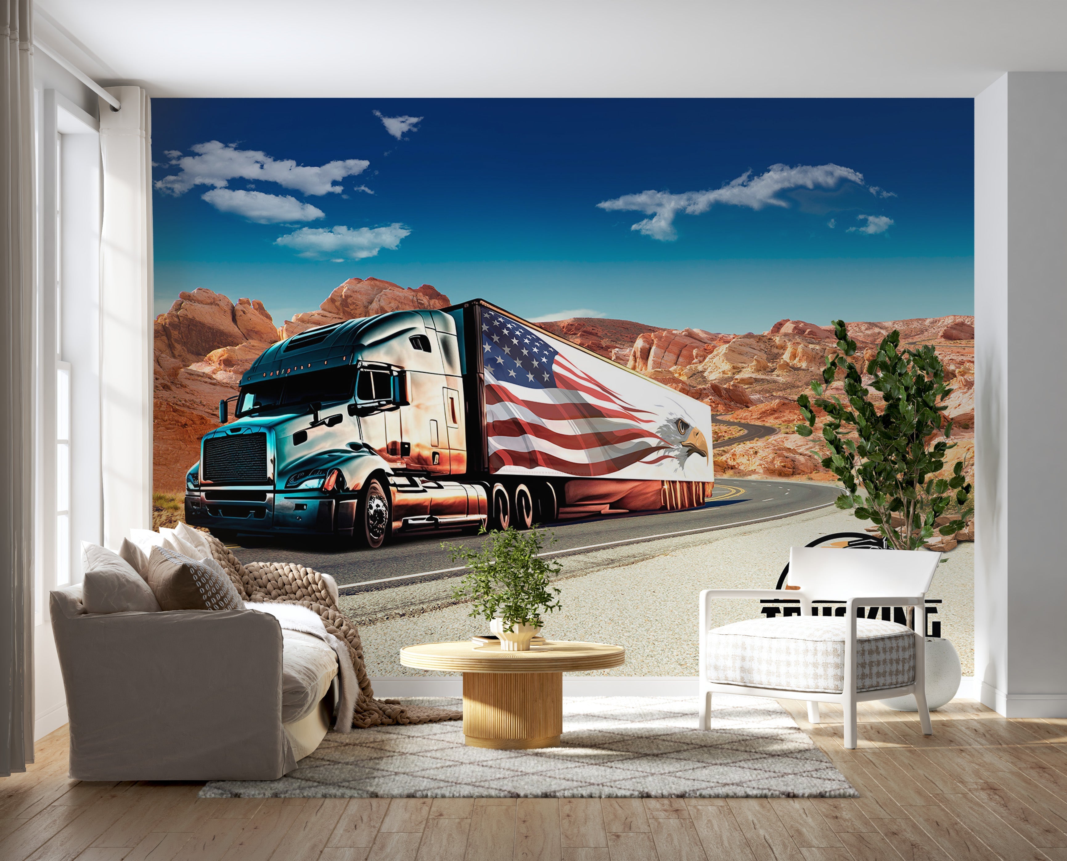 Americana Wallpaper Wall Mural - Eagle Truck-Tiptophomedecor