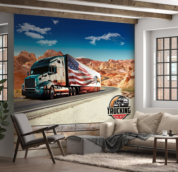 Americana Wallpaper Wall Mural - Eagle Truck-Tiptophomedecor