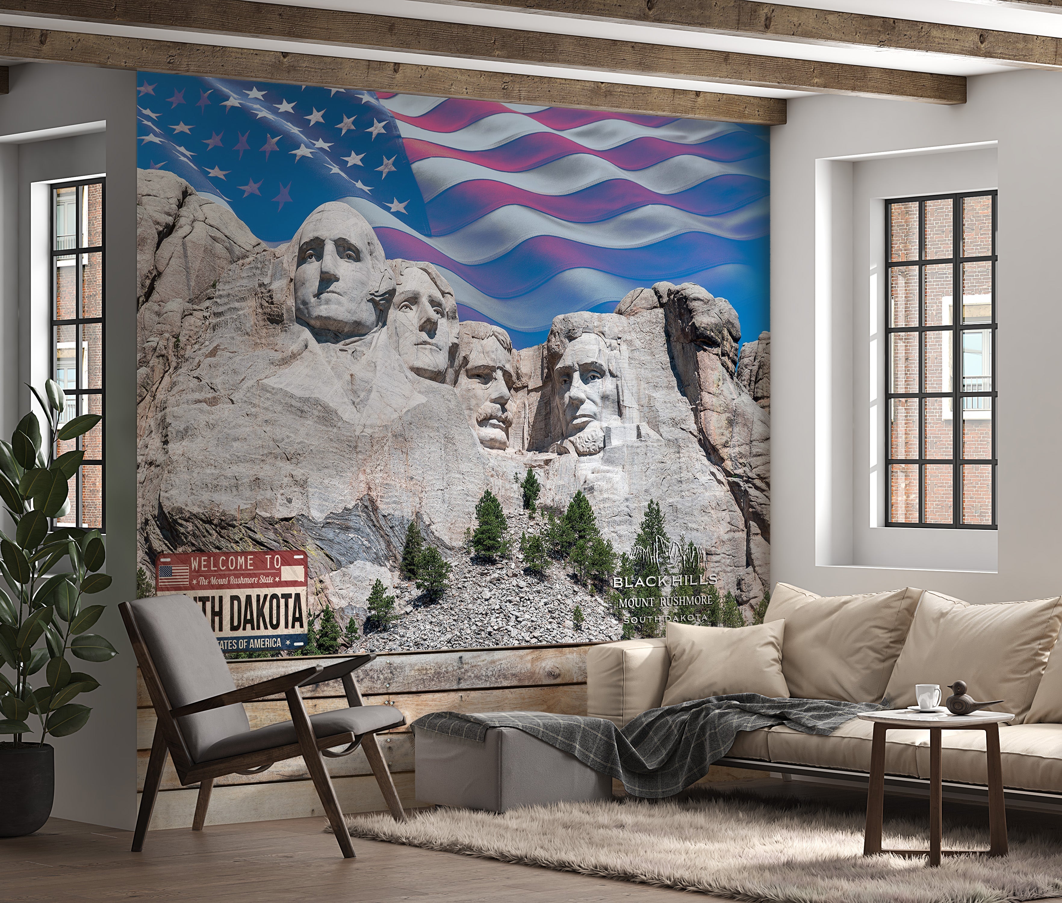 Americana Wallpaper Wall Mural - Mount Rushmore-Tiptophomedecor