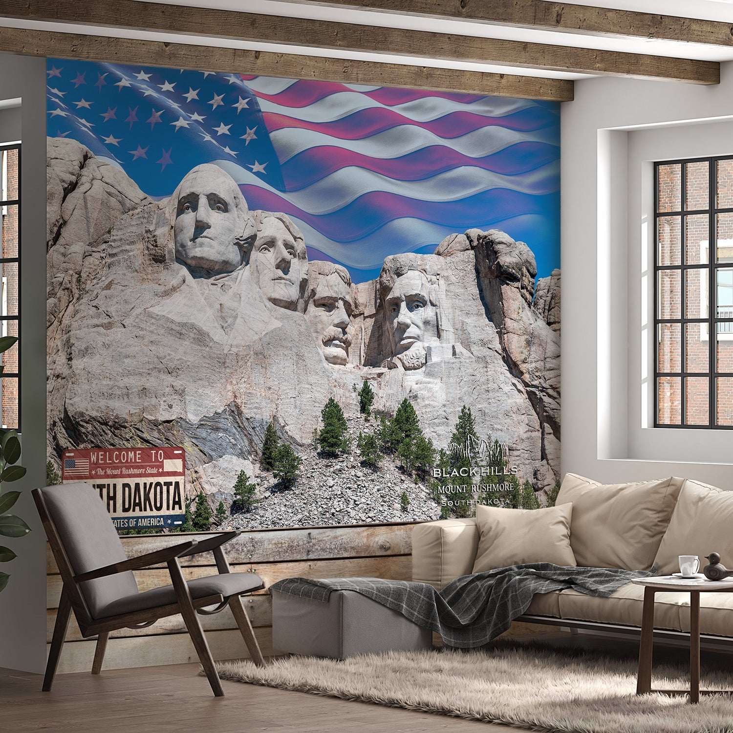 Americana Wallpaper Wall Mural - Mount Rushmore-Tiptophomedecor