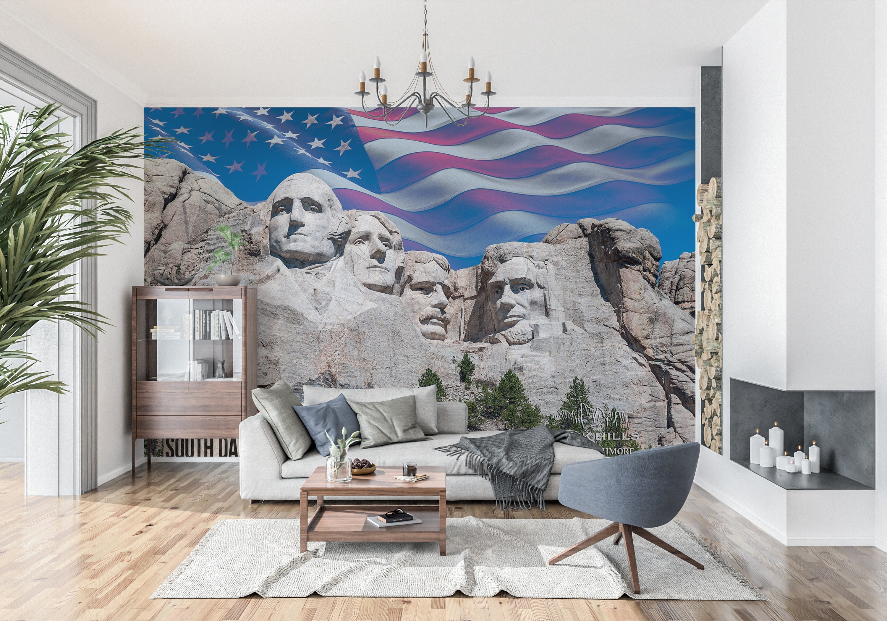 Americana Wallpaper Wall Mural - Mount Rushmore-Tiptophomedecor