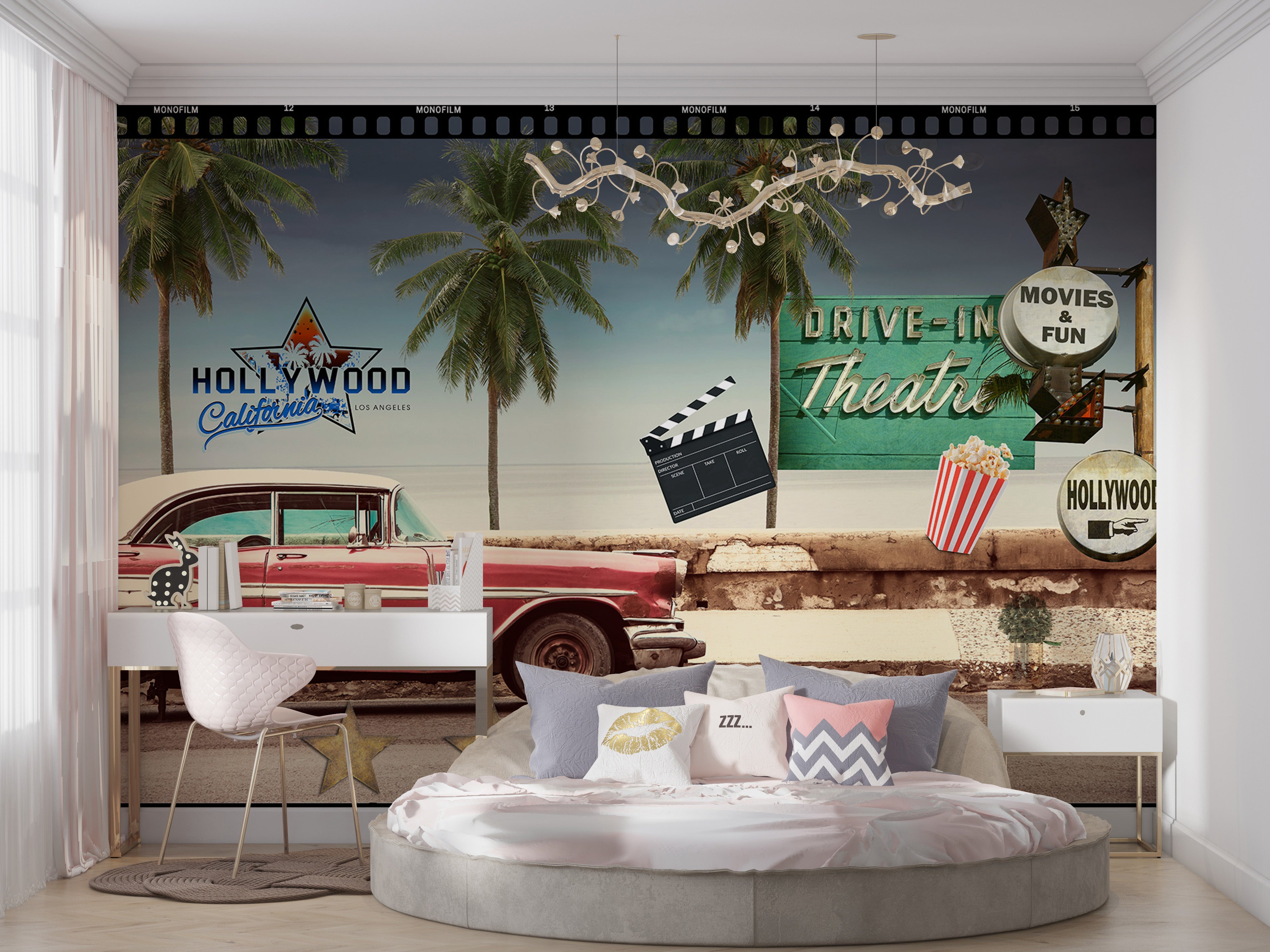 Americana Wallpaper Wall Mural - On the Road to Hollywood-Tiptophomedecor