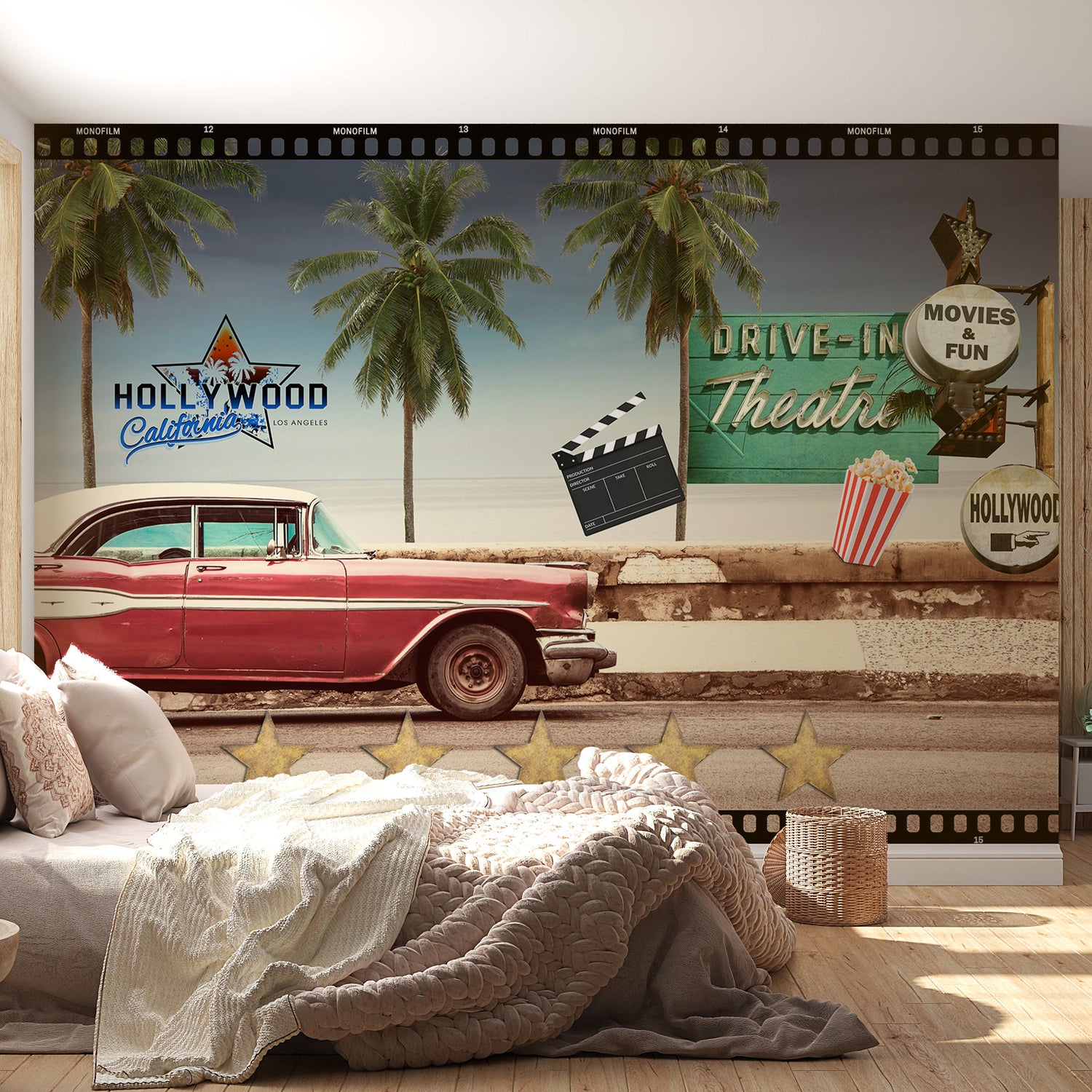 Americana Wallpaper Wall Mural - On the Road to Hollywood-Tiptophomedecor