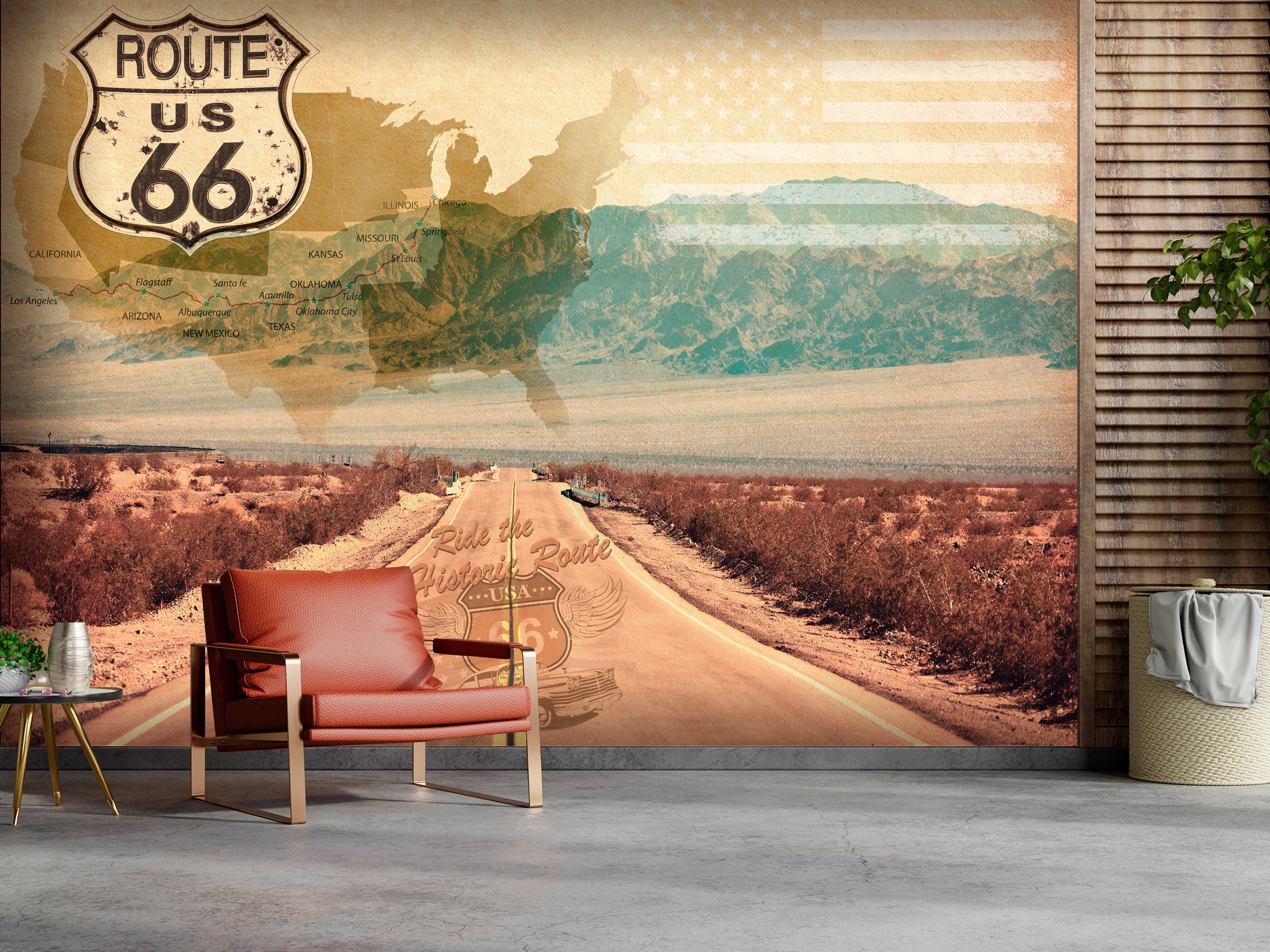 Americana Wallpaper Wall Mural - Ride Route 66-Tiptophomedecor