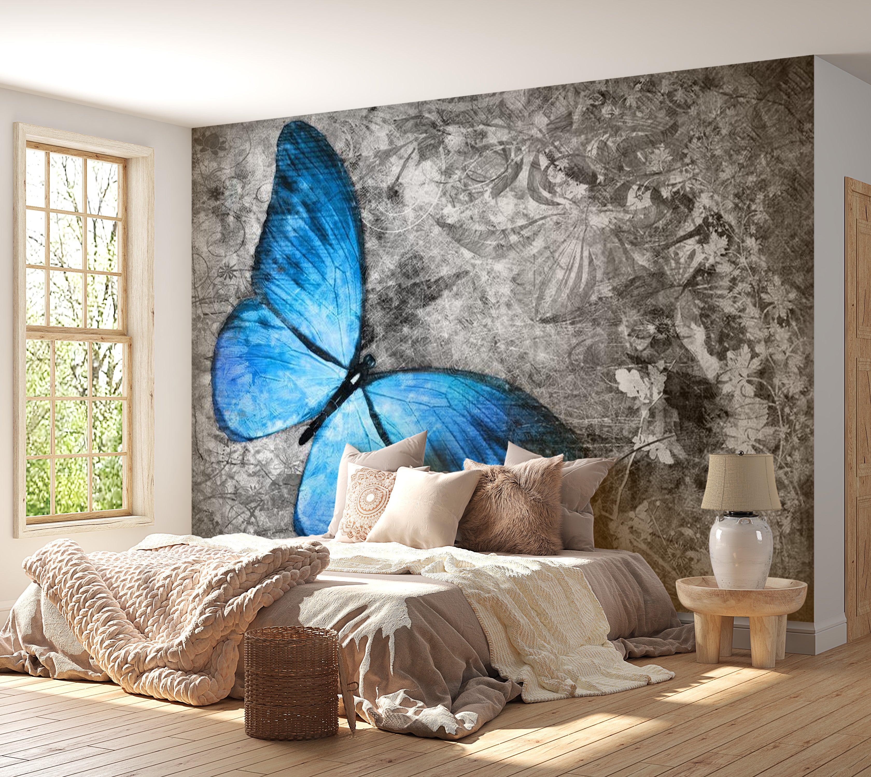 Animal Wallpaper Wall Mural - Blue Butterfly