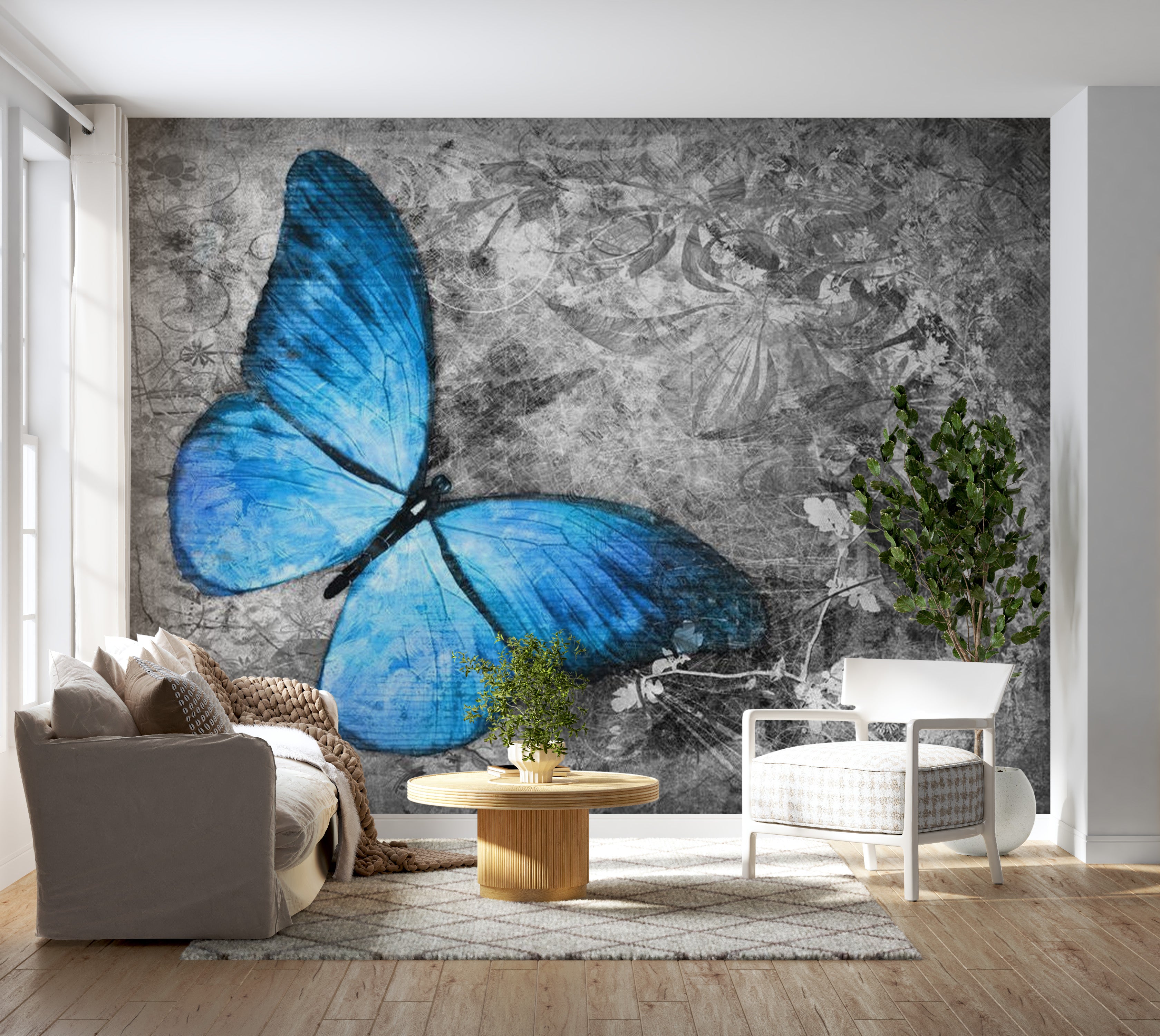 Animal Wallpaper Wall Mural - Blue Butterfly