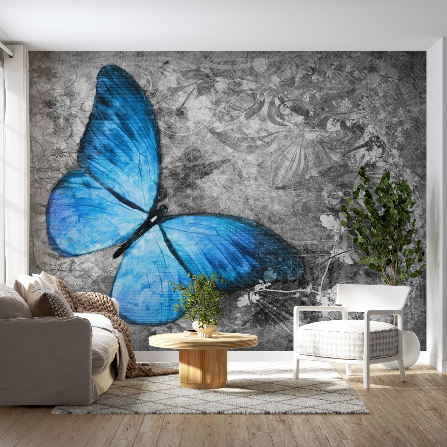 Animal Wallpaper Wall Mural - Blue Butterfly