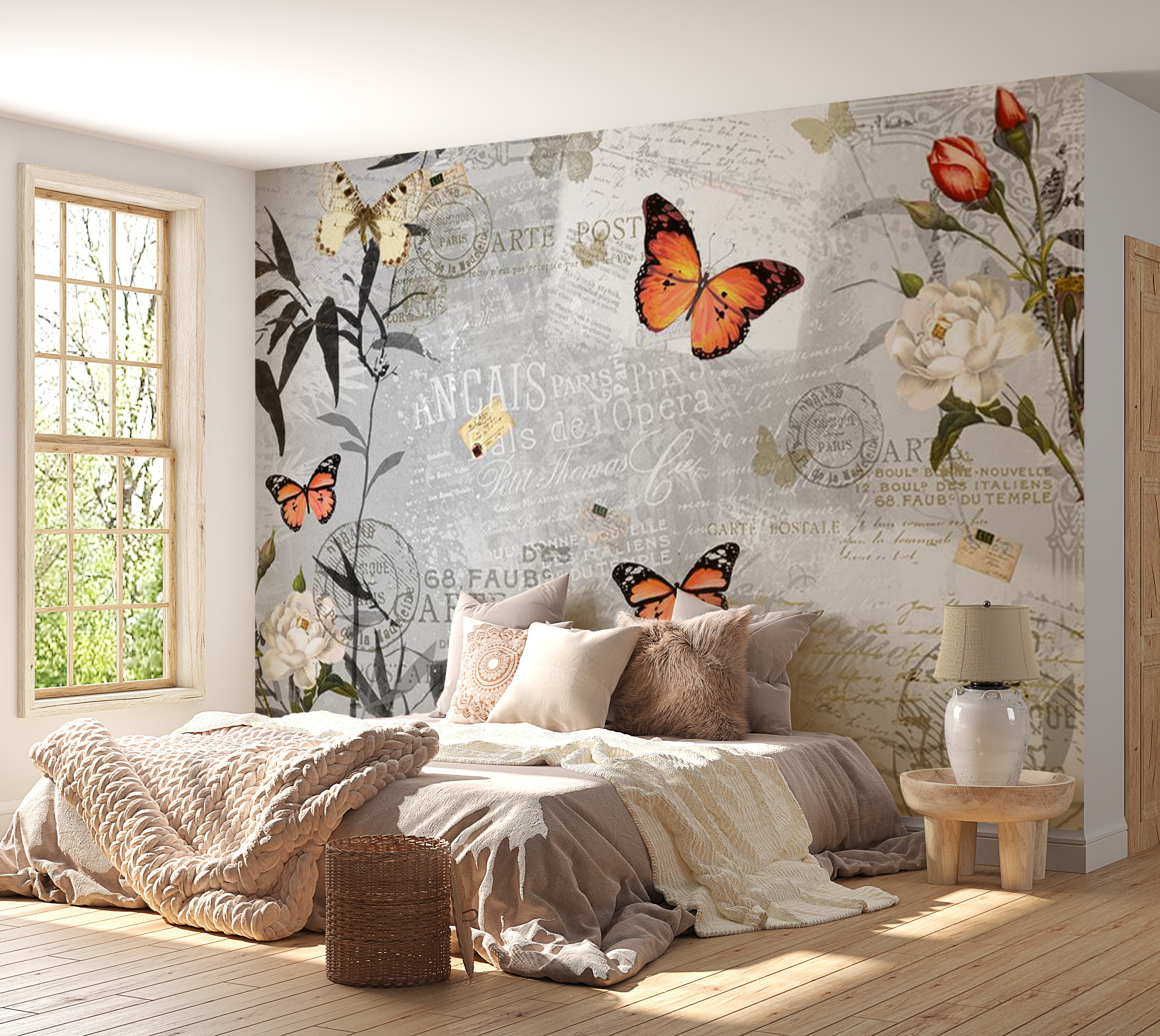 Animal Wallpaper Wall Mural - Butterfly Letter