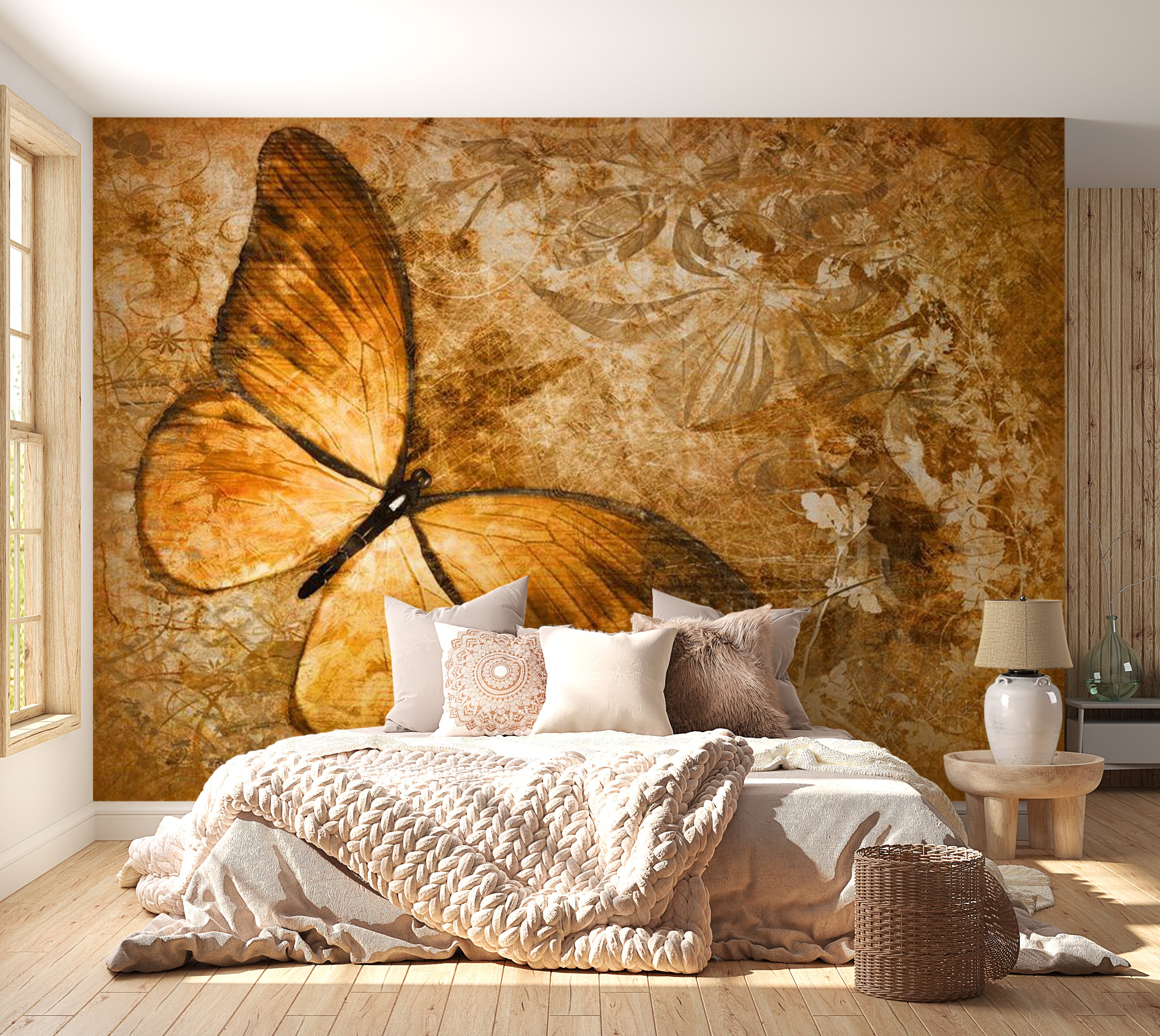 Animal Wallpaper Wall Mural - Butterfly In Sepia