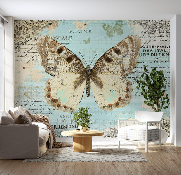 Animal Wallpaper Wall Mural - Butterfly Postcard