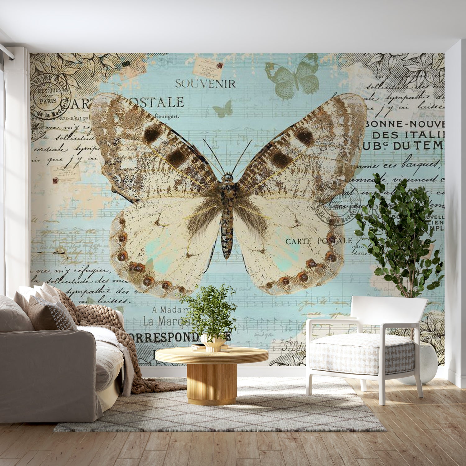 Animal Wallpaper Wall Mural - Butterfly Postcard