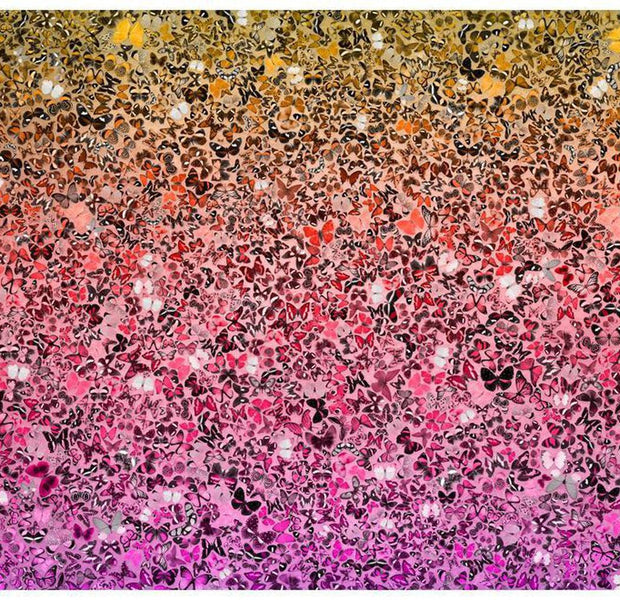 Animal Wallpaper Wall Mural - Pink Butterfly Mosaic