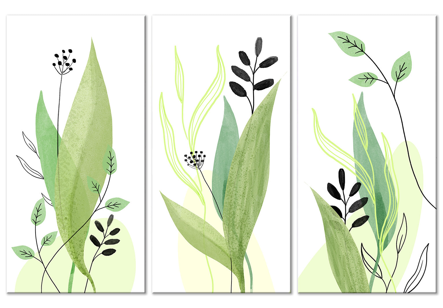 Botanical Canvas Wall Art - Green Day - 3 Pieces