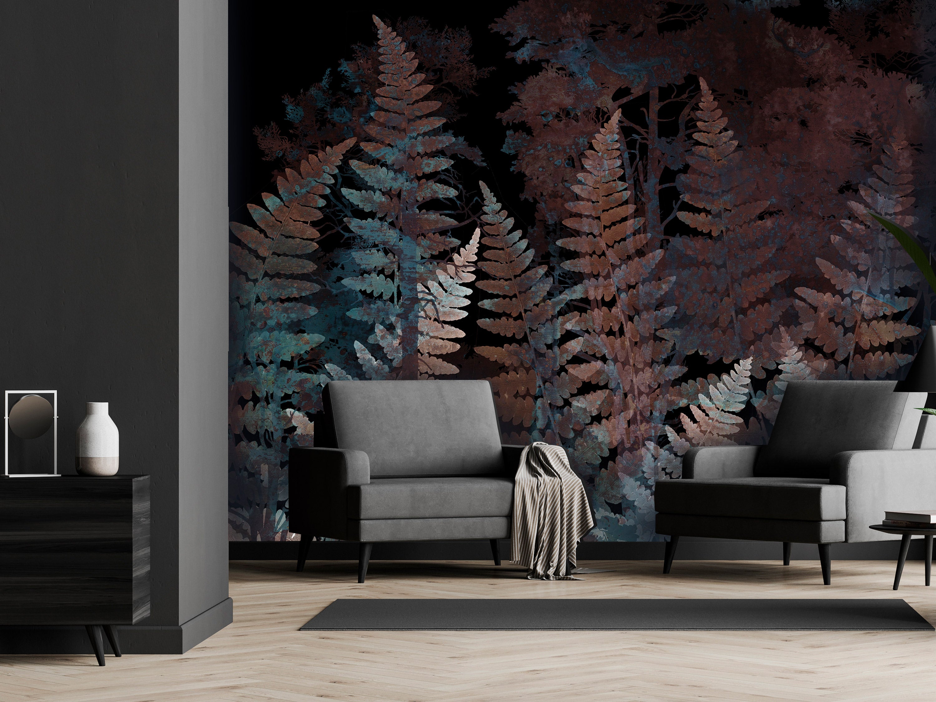 Botanical Wallpaper Wall Mural - Ferns in the Woods