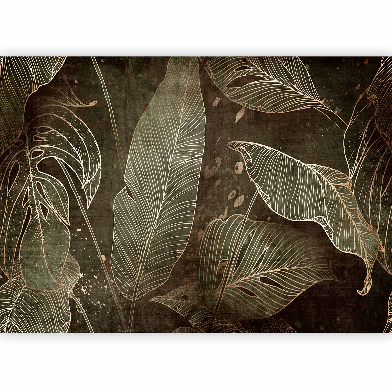 Premium Abstract Botanical Wall Mural - In A Labyrinth Of Leaves