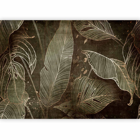 Premium Abstract Botanical Wall Mural - In A Labyrinth Of Leaves