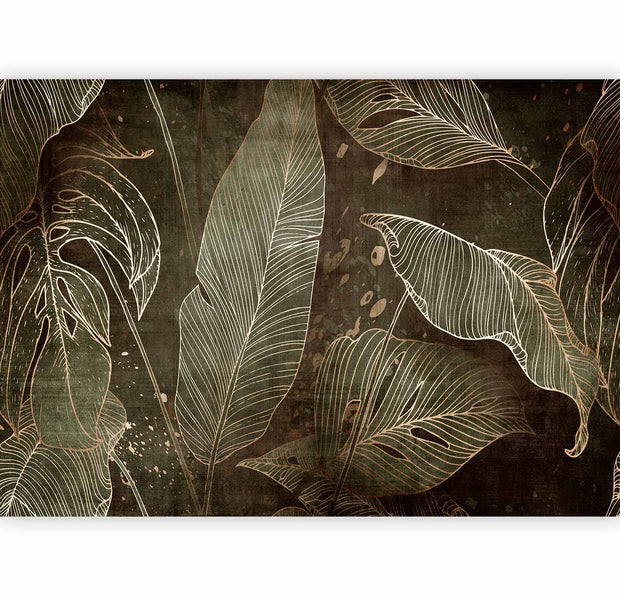 Premium Abstract Botanical Wall Mural - In A Labyrinth Of Leaves