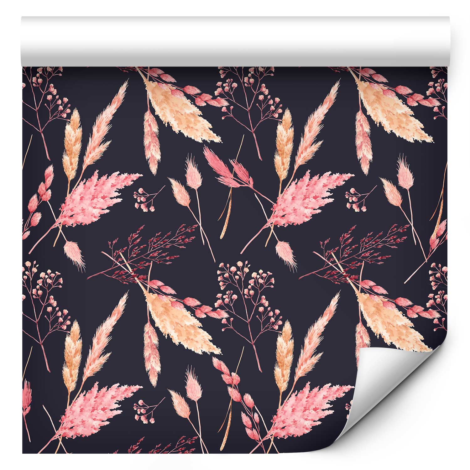 Repeating Wallpaper Roll - Pink Grasses