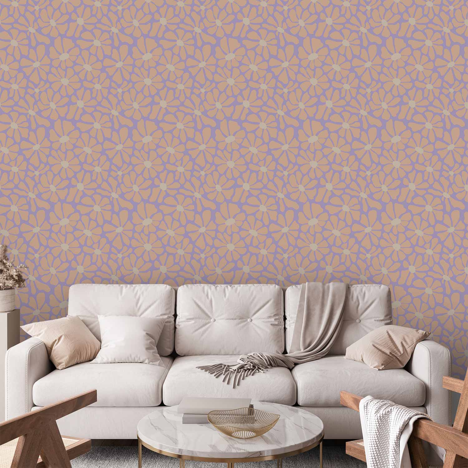 Repeating Wallpaper Roll - Cute Beige Little Flowers
