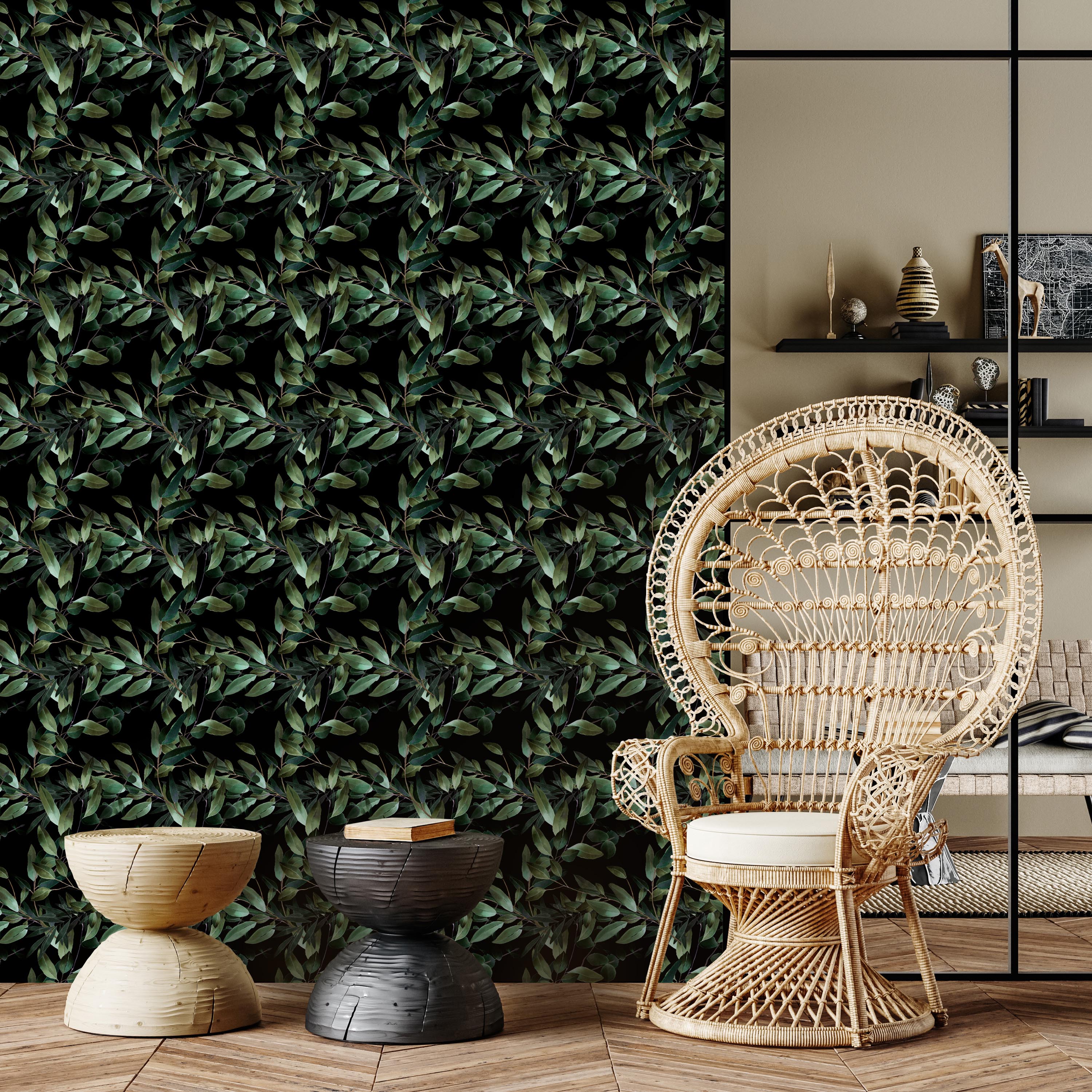 Repeating Wallpaper Roll - Winged Green