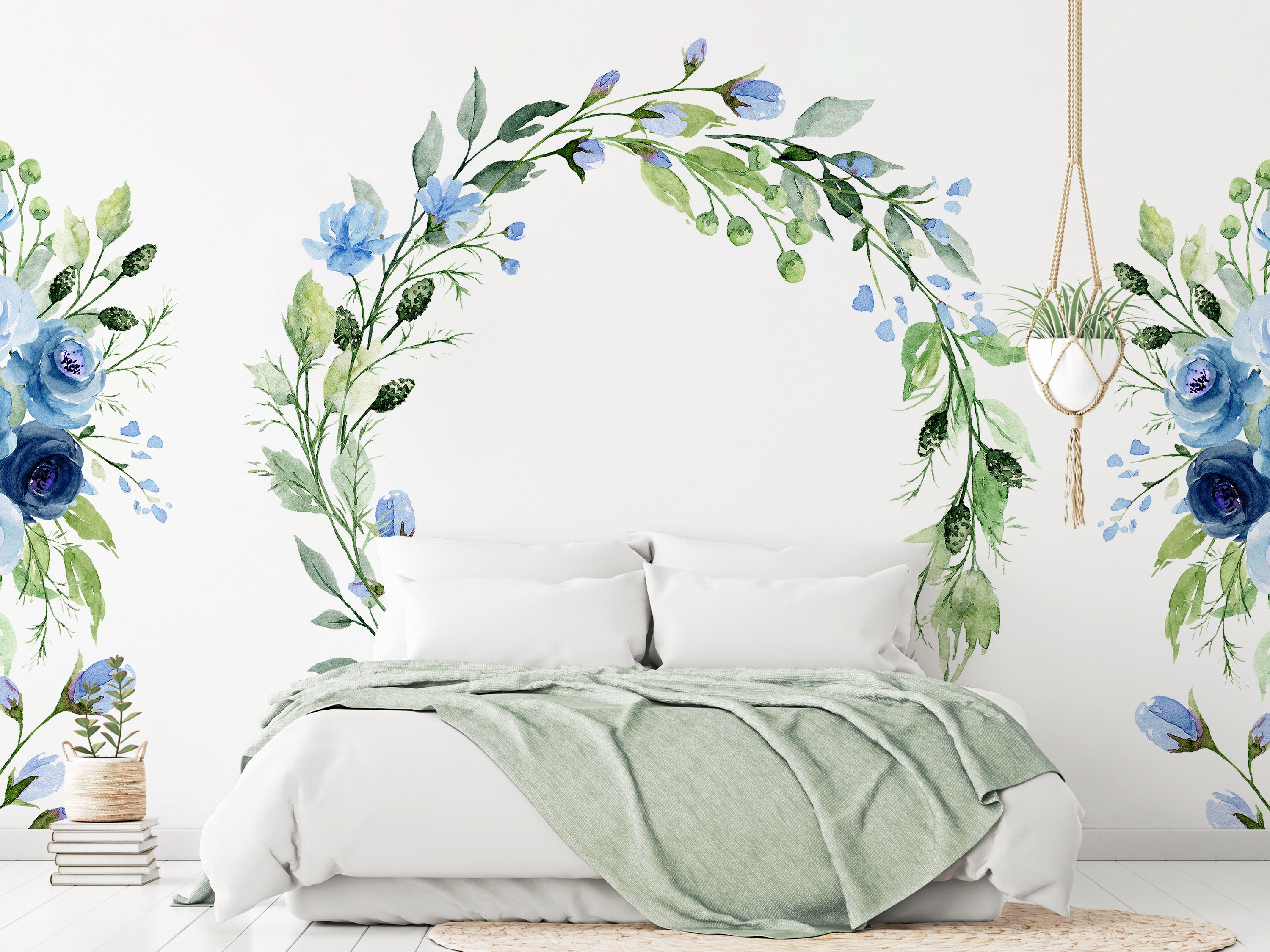 Floral Wallpaper Wall Mural - Romantic Wreath