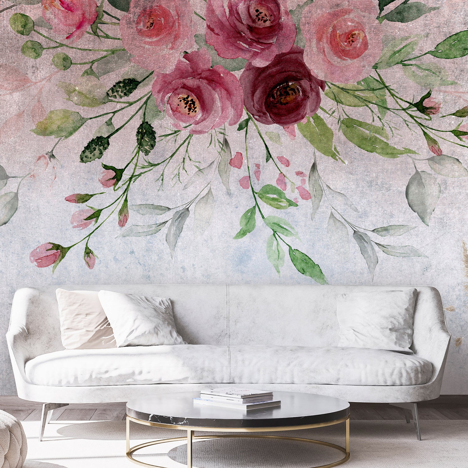 Floral Wallpaper Wall Mural - Pink Summer Bloom