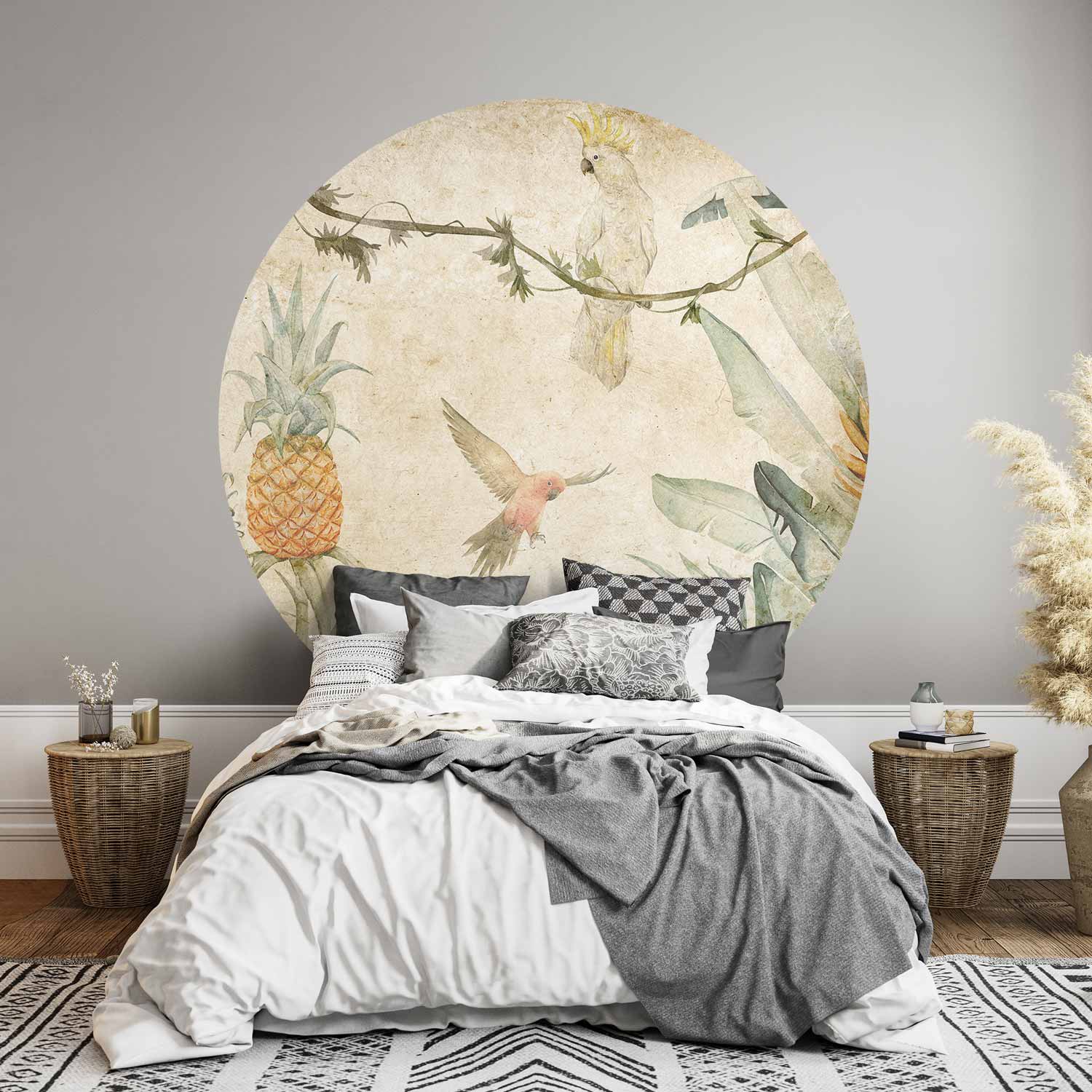Round Wall Mural - Parrots In The Jungle