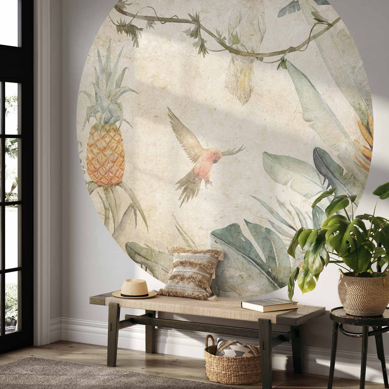 Round Wall Mural - Parrots In The Jungle
