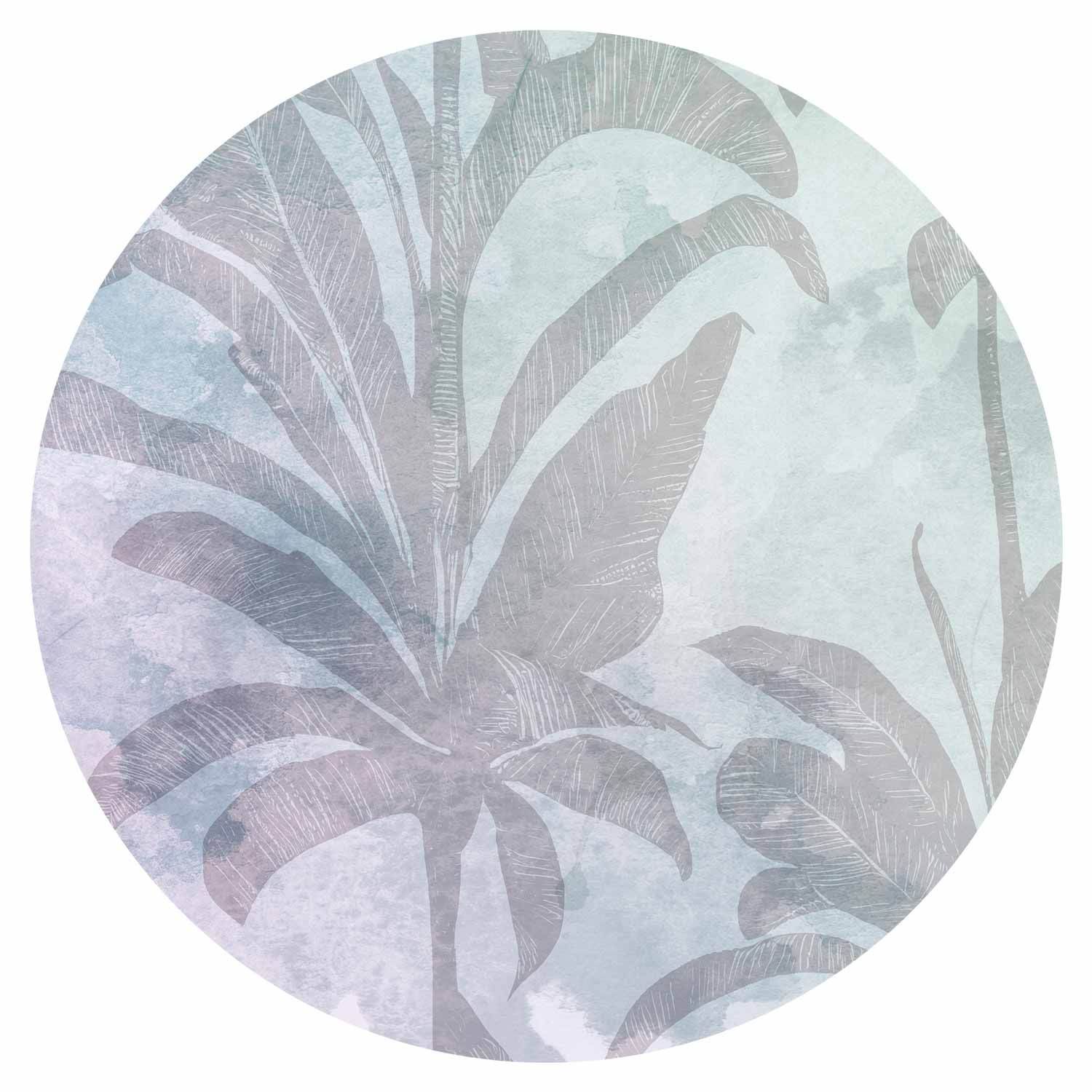 Round Wall Mural - Misty Tropics