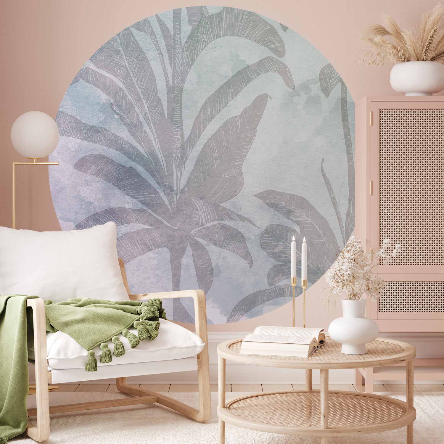 Round Wall Mural - Misty Tropics